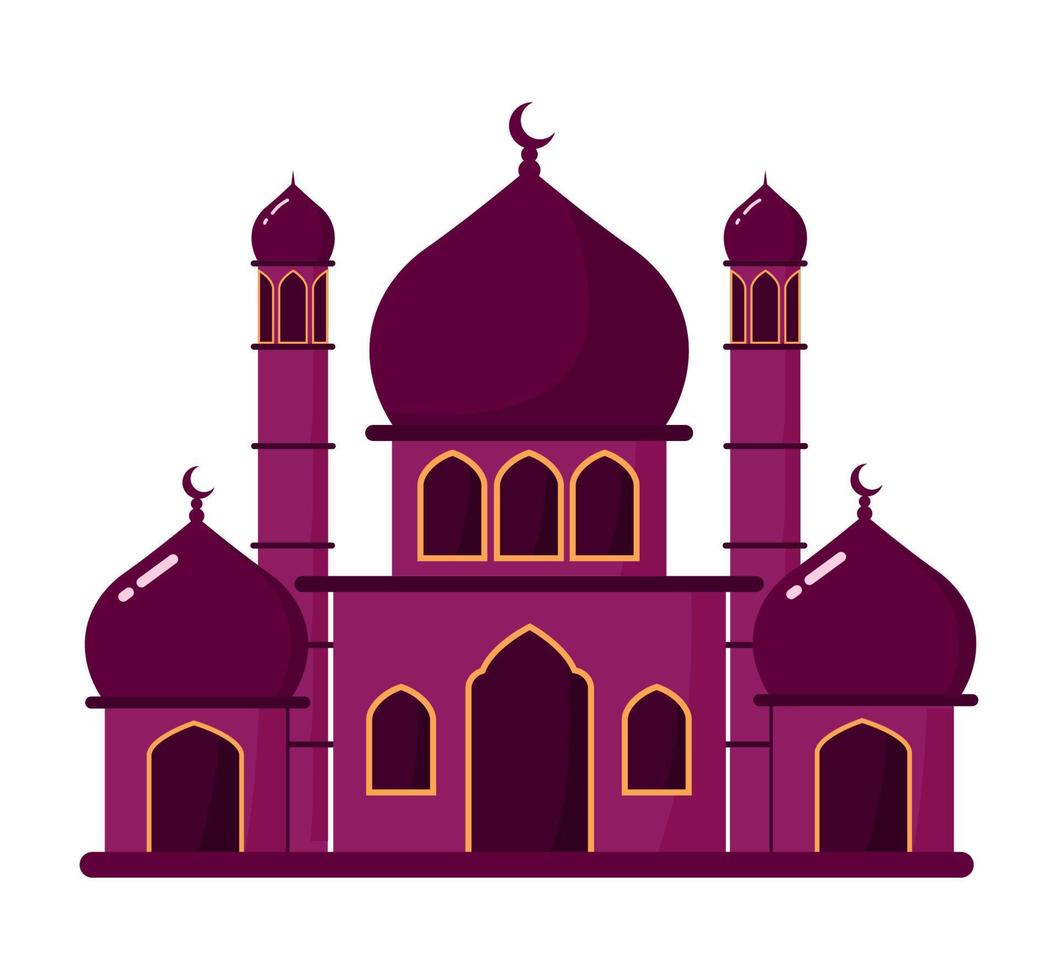 Cute Mosque icon animated cartoon vector illustration for islamic element decoration
