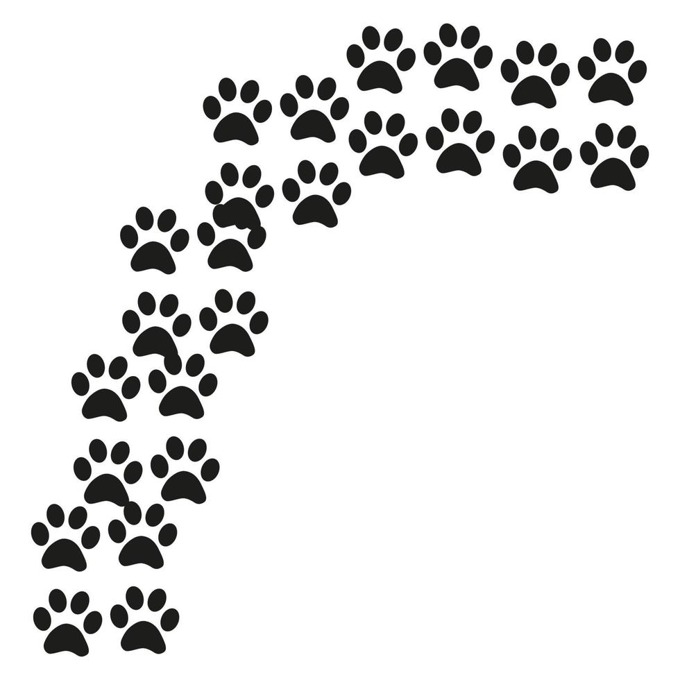 Blue paw in modern style on white background. Colorful line design. Animal cartoon. Fabric pattern. Footprint sign. vector