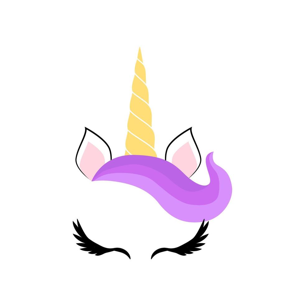 unicornio minimalista cara cuerno linda dormido vector