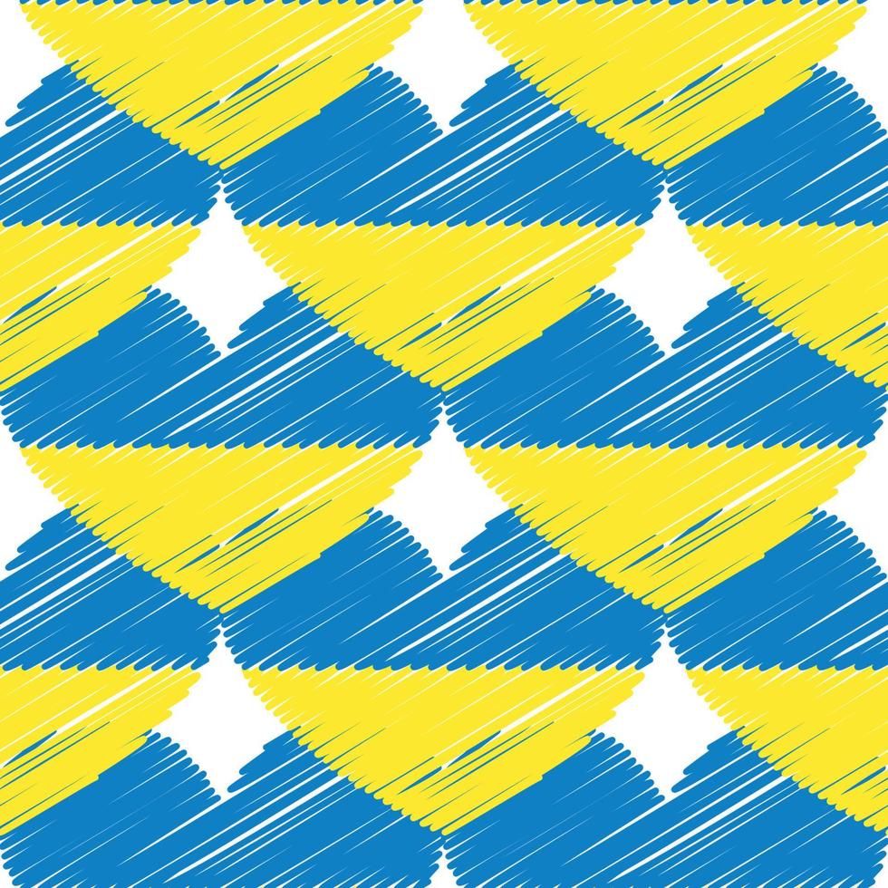 Seamless Pattern Line Ukraine Flag. Thin Outline National Background. vector