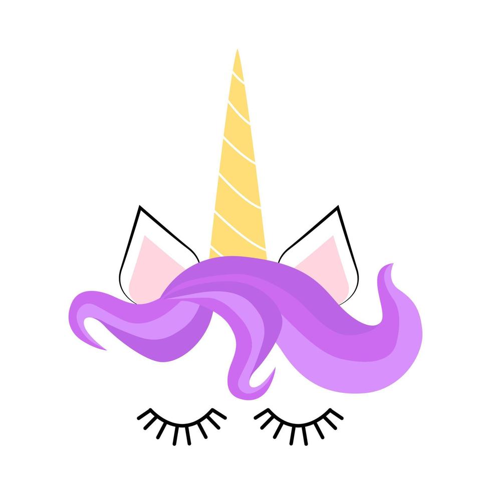 unicornio minimalista cara cuerno linda dormido vector