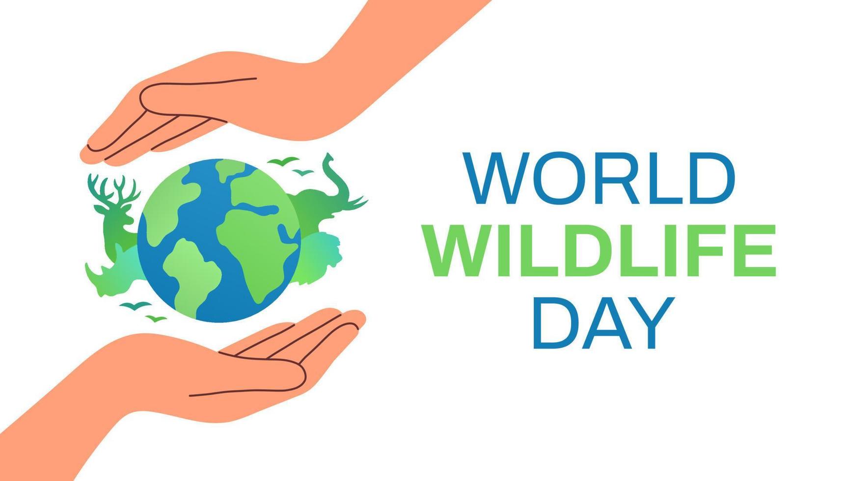 World wildlife day. Wild animals planet earth in hands wildlife day design for poster, banner vector eps10