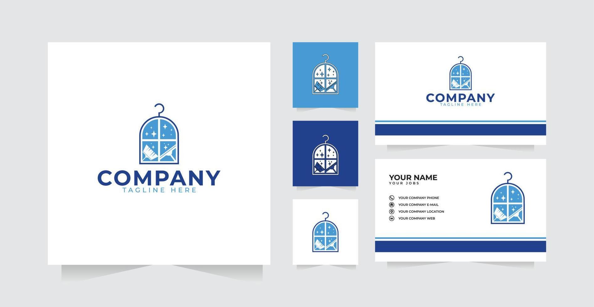 Washing or cleaning home logo design inspiration and business card vector