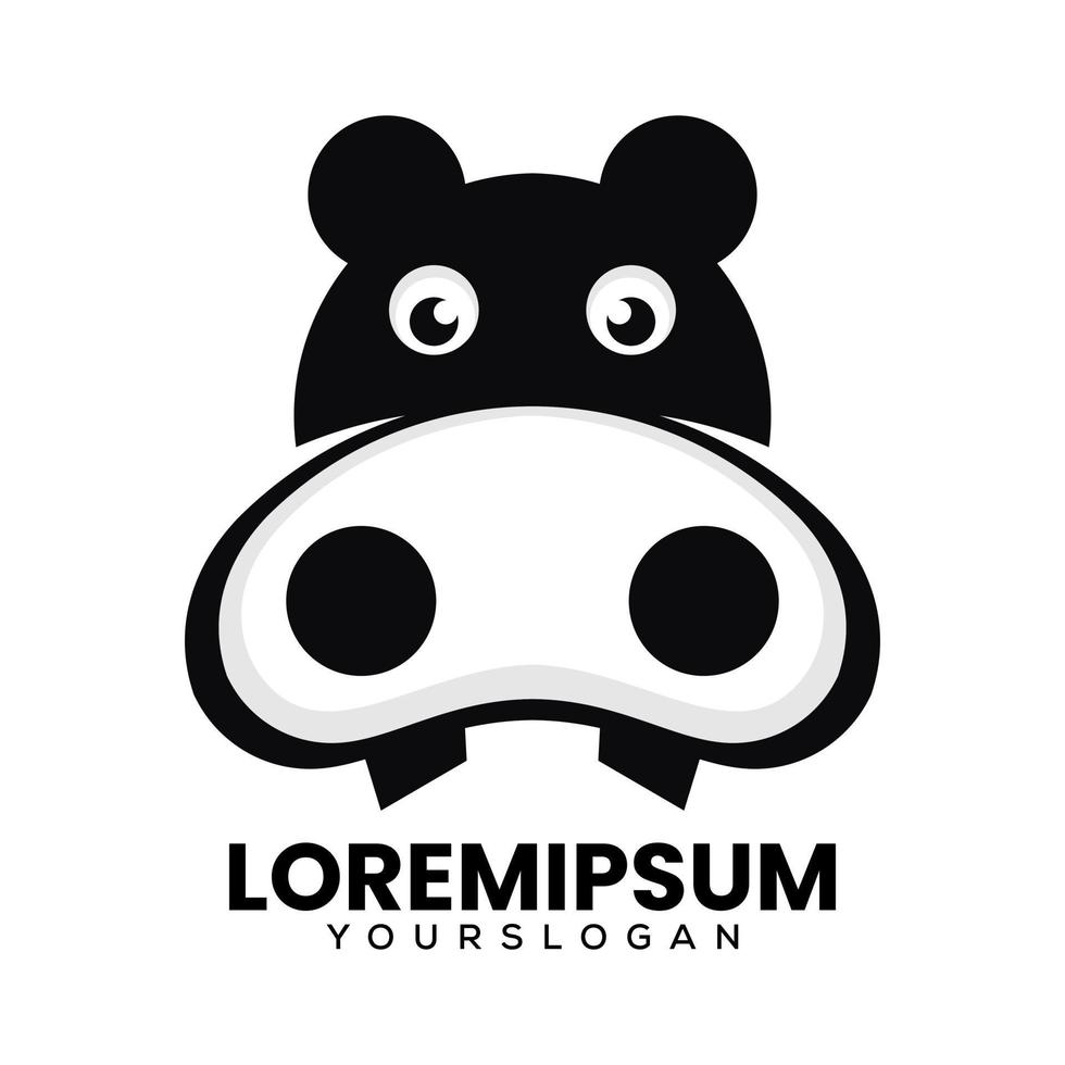 hippopotamus logo design vector template