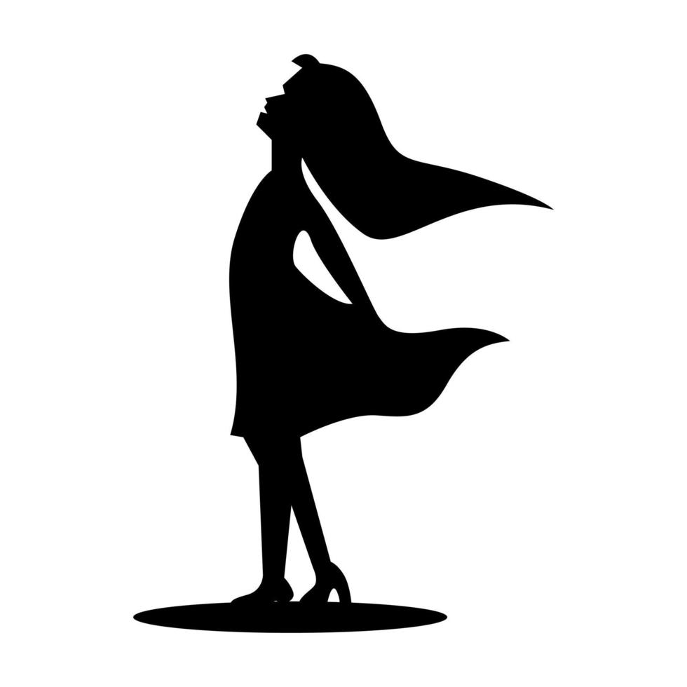 silhouette woman logo design template vector