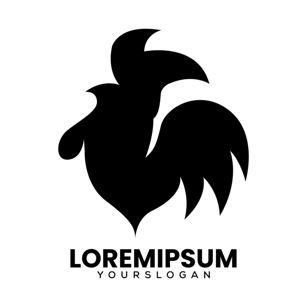 black silhouette rooster logo design template vector