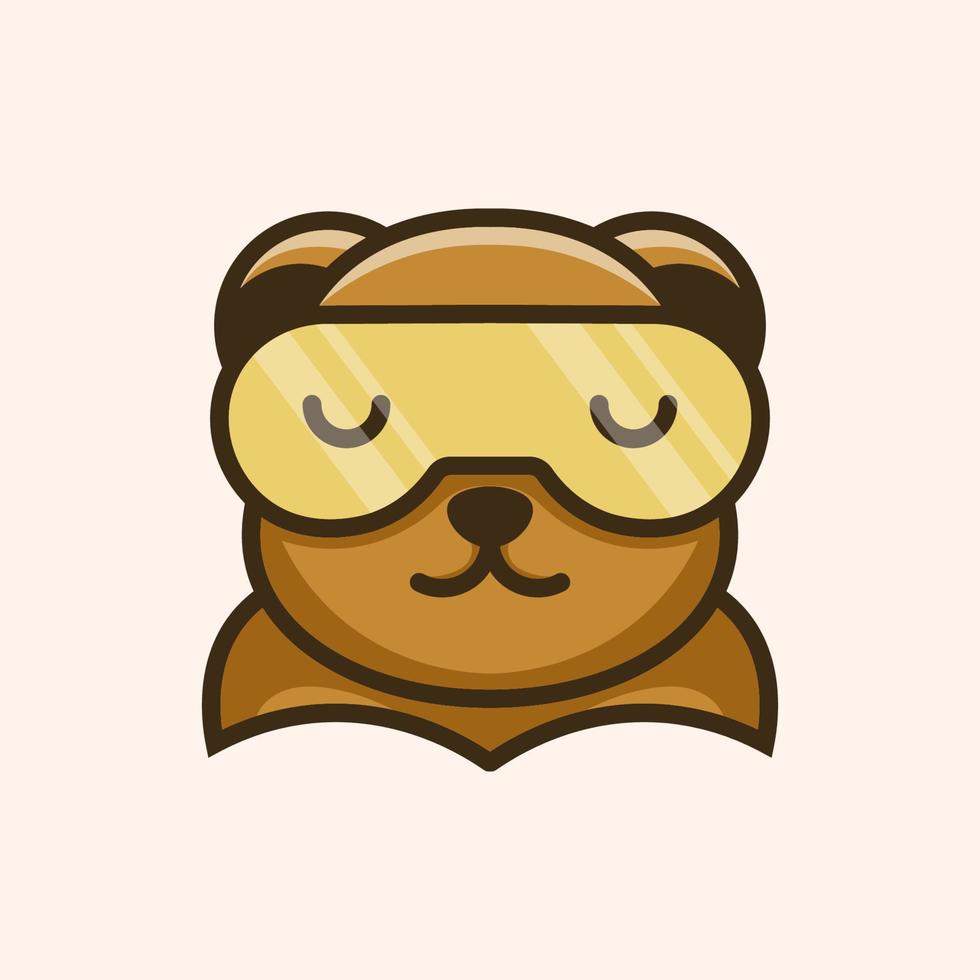 Sleeping bear Head Logo Color vector