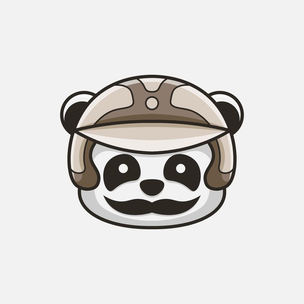 Panda Head Helmet Logo Color vector