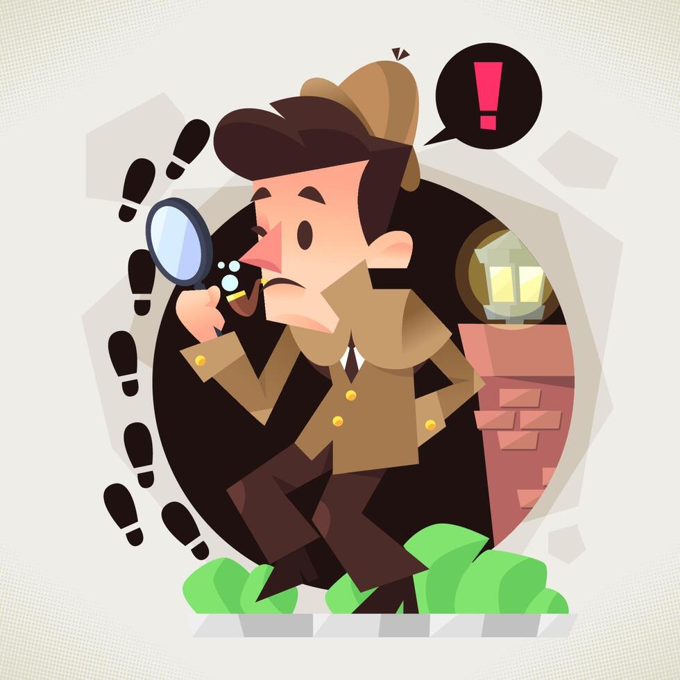 The Detective Is Looking For Traces vector