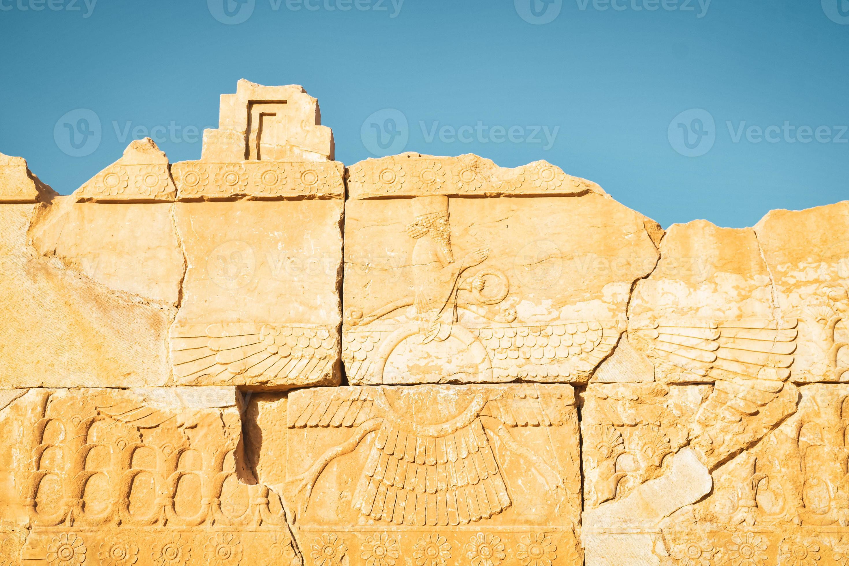 Persepolis, Iran - 8th june, 2022 , stone carvings close up. Persepolis