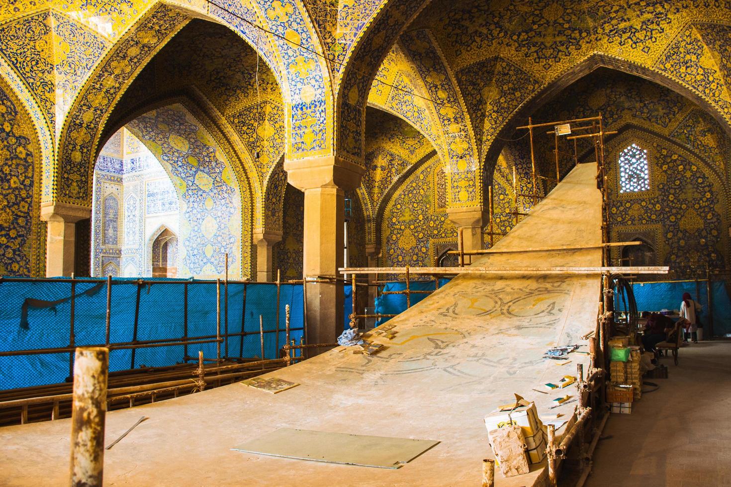 Esfahan, Iran - 15th may, 2022 -dome restoration site with beautiful interior in Isfahan square photo