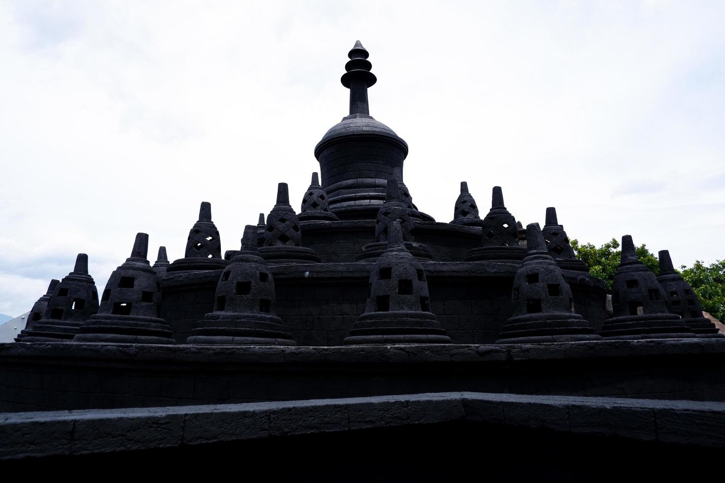 Batu-Indonesia, January 2, 2023. Selective focus of replica of Borobudur Temple stupa located in Eco Green Park. photo
