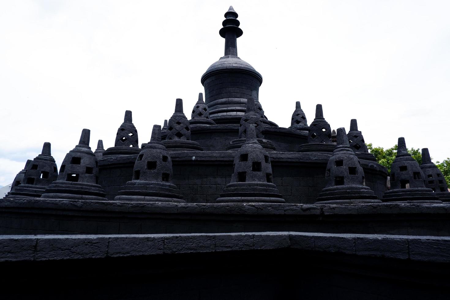 Batu-Indonesia, January 2, 2023. Selective focus of replica of Borobudur Temple stupa located in Eco Green Park. photo