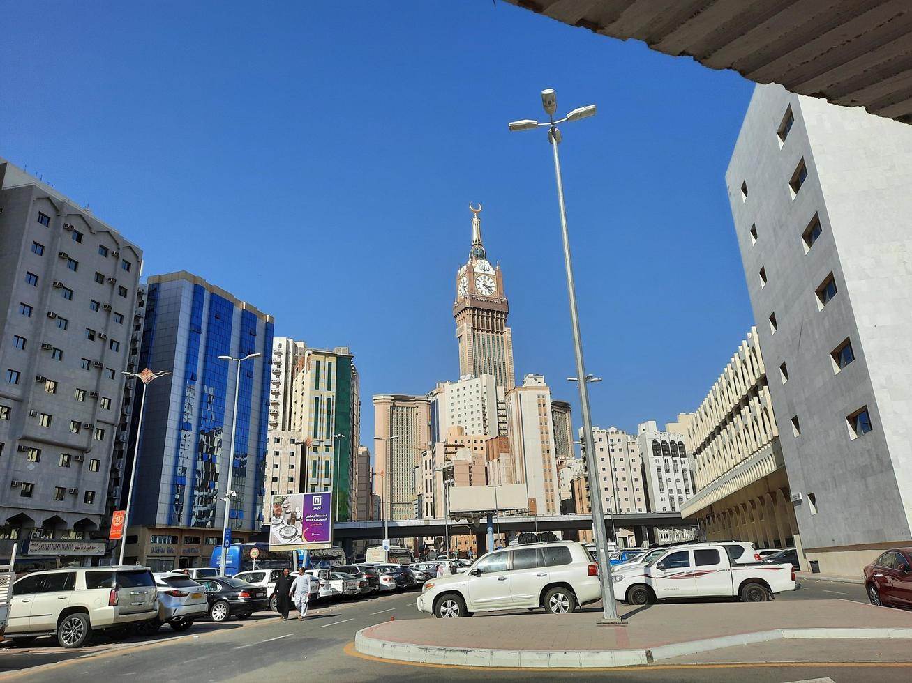Mecca, Saudi Arabia, Feb 2023 - A beautiful daytime view of the Mecca Clock Tower in front of the Grand Mosque in Mecca, Saudi Arabia. photo