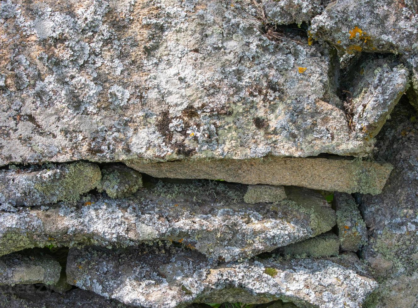 texture of flat stones stacked to form a wall photo