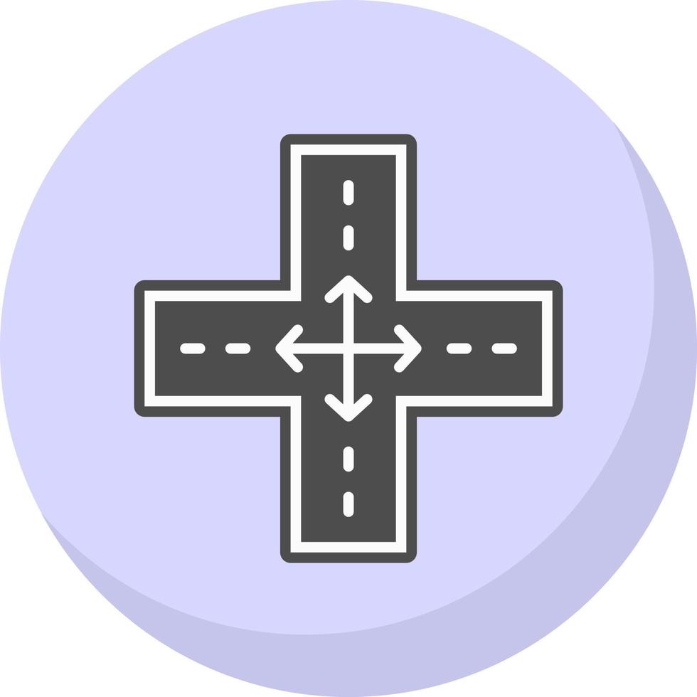 Four Way Intersection Vector Icon Design