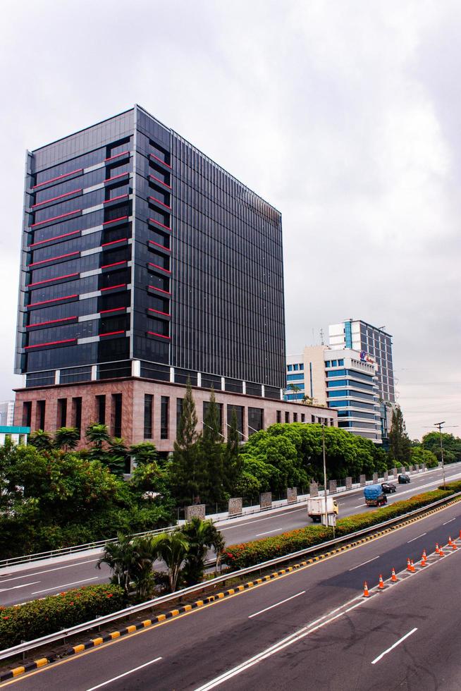 modern office building in the city with blue sky photo
