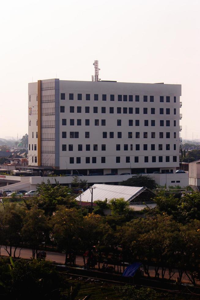 modern office building in the city with blue sky photo