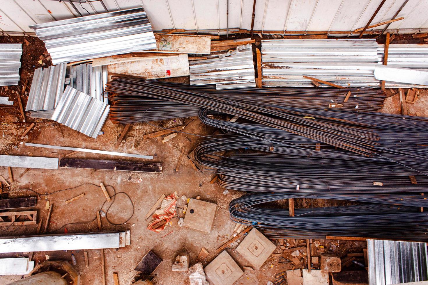 Steel rods or bars used to reinforce concrete photo