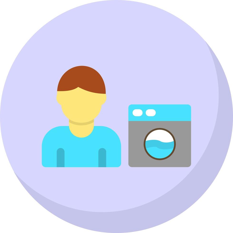 Man Doing Laundry Vector Icon Design