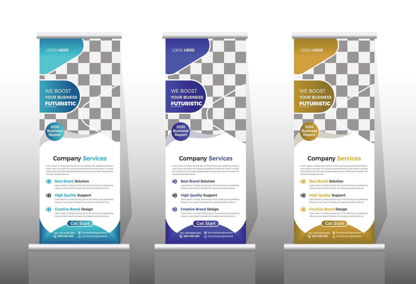 Modern Free vector business roll up banner design template.