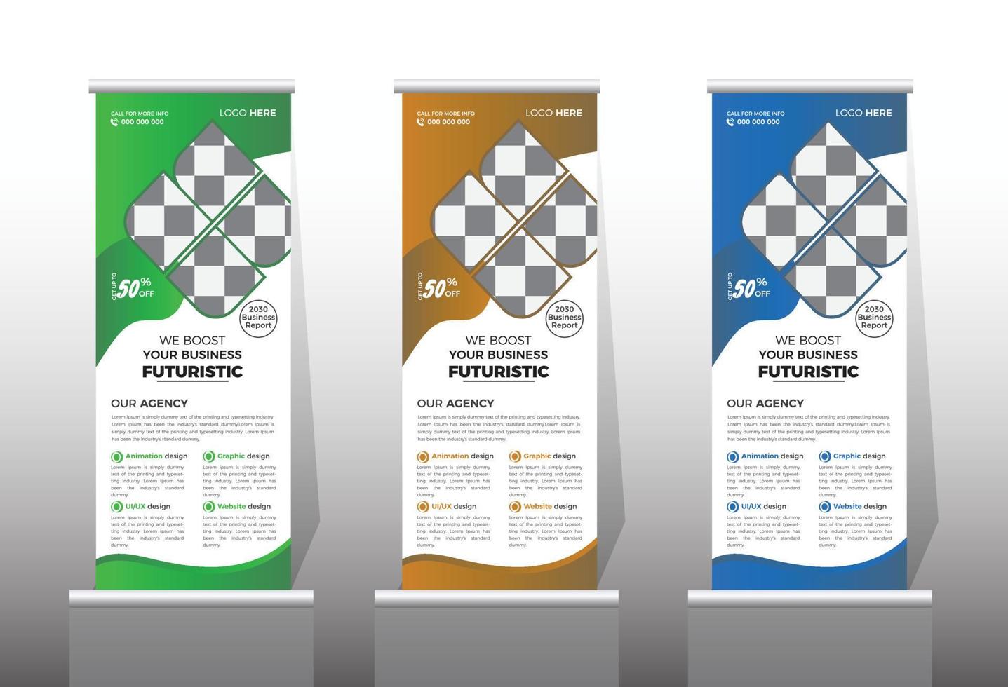 Business Roll Up. Standee Design. Banner Template. Presentation and Brochure Flyer. vector