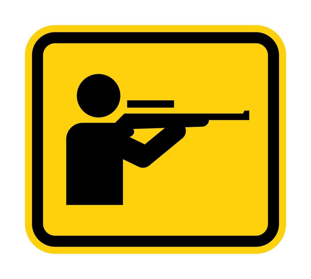 Shooting Range Diamond Caution Sign Rifle Range Symbol vector