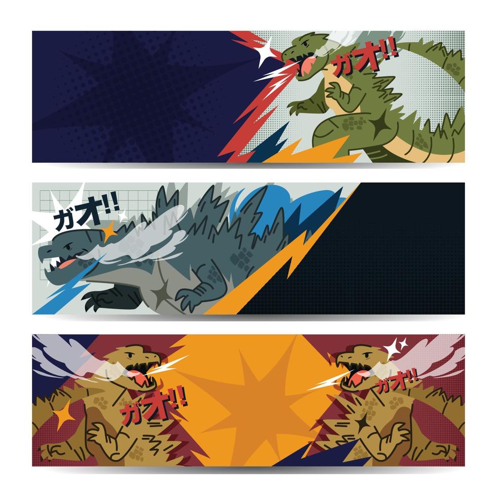 Japanese Monster Banner Template Design vector