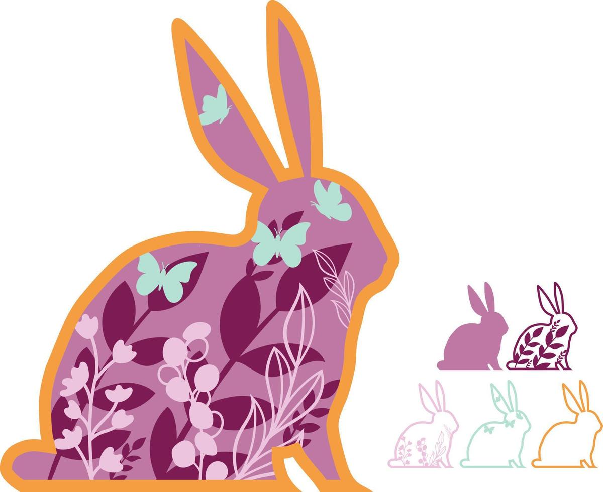 Rabbit Flower Laser Cut File vector