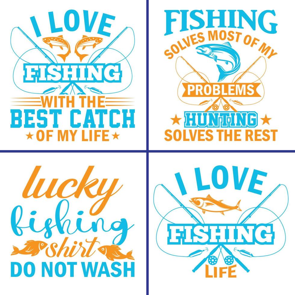 Fishing vector t-shirt design samples with illustration of a fish and a fishing.