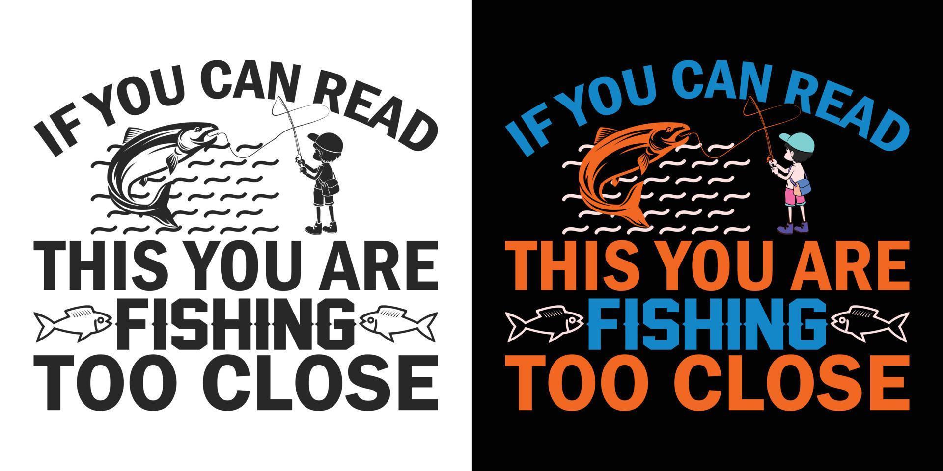 Fishing vector t-shirt design samples with illustration of a fish and a fishing.