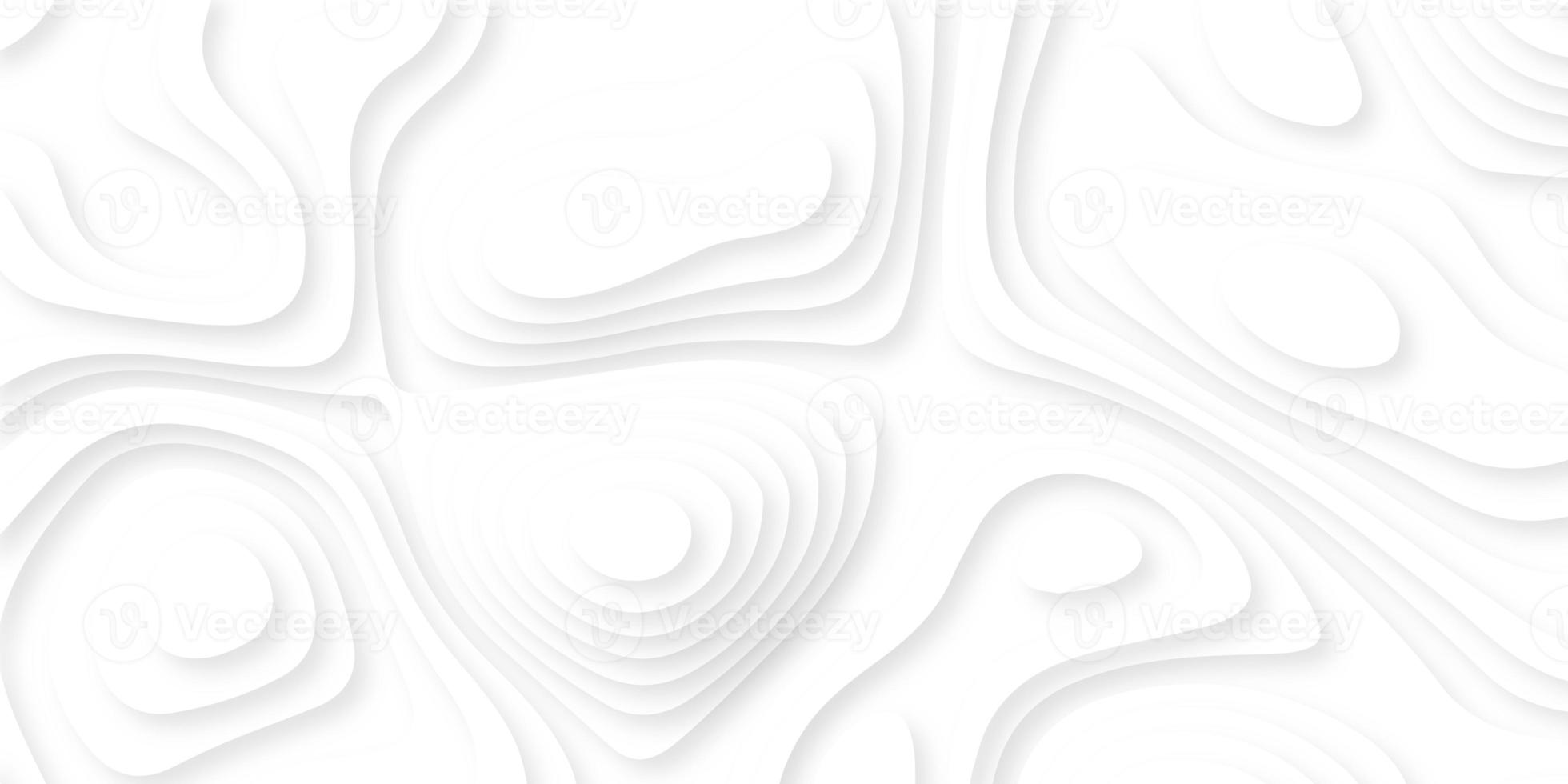 White paper cut white background. Abstract realistic papercut decoration textured with wavy layers and shadow. Topographic contour map abstract tech motion graphic design. photo