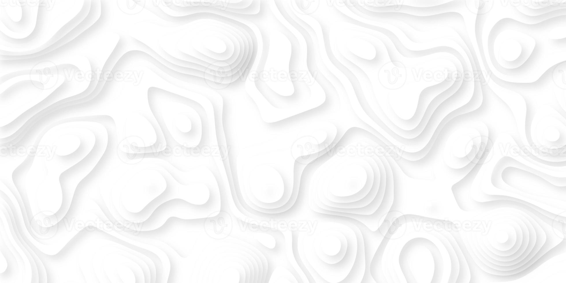 White paper cut white background. Abstract realistic papercut decoration textured with wavy layers and shadow. Topographic contour map abstract tech motion graphic design. photo