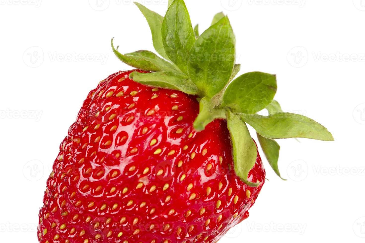 Portion of delicious fresh red strawberry isolated on white. Beautiful berry close up. photo