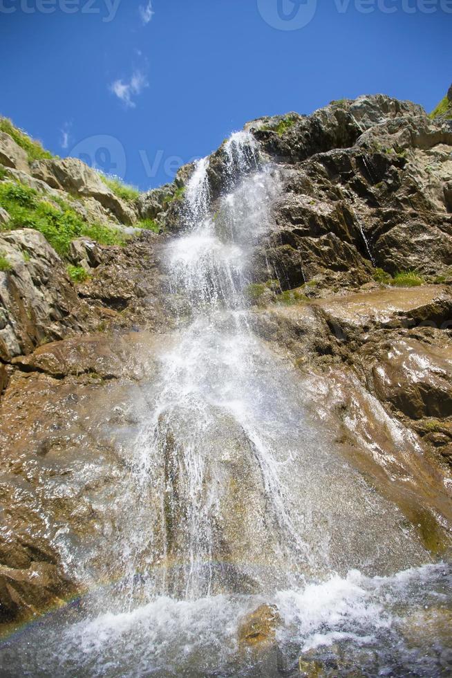 Beautiful waterfall on the mountain with blue sky Waterfall in tropical highlands. photo