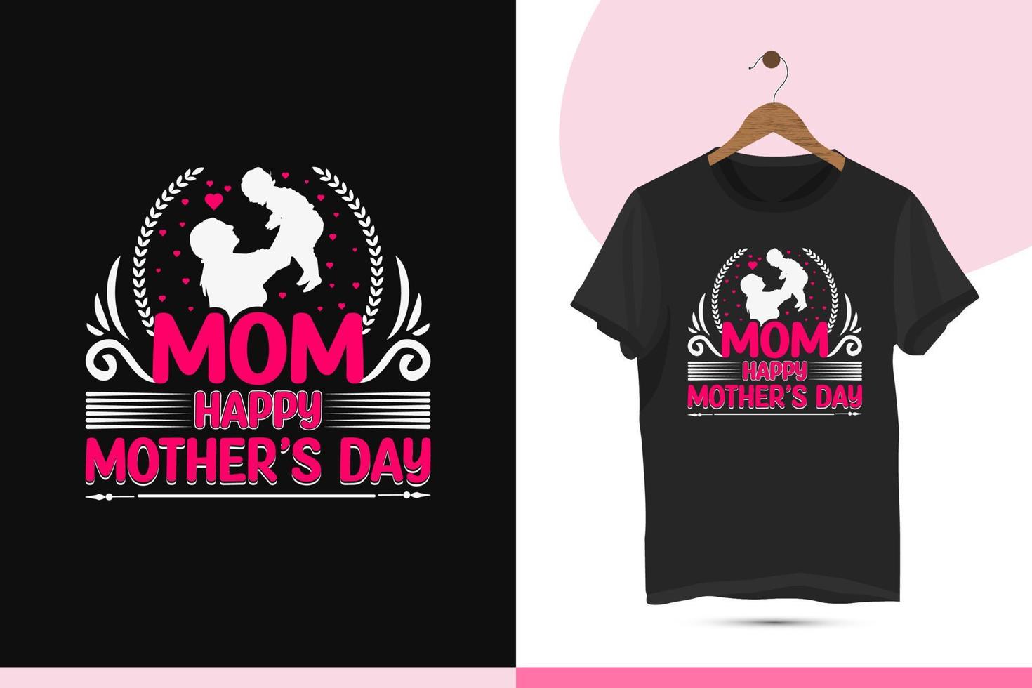 mamá contento de la madre día tipografía camiseta diseño vector modelo. ilustración con amor íconos mamá y niño siluetas bueno para de la madre día ropa, camisetas, tazas, regalos, y impresión prensas