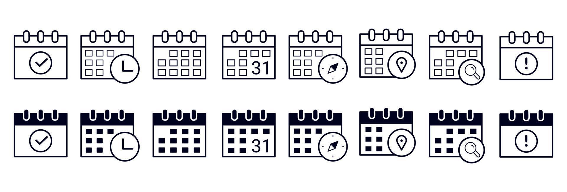 Simple Calendar Icon Pack in vector line art