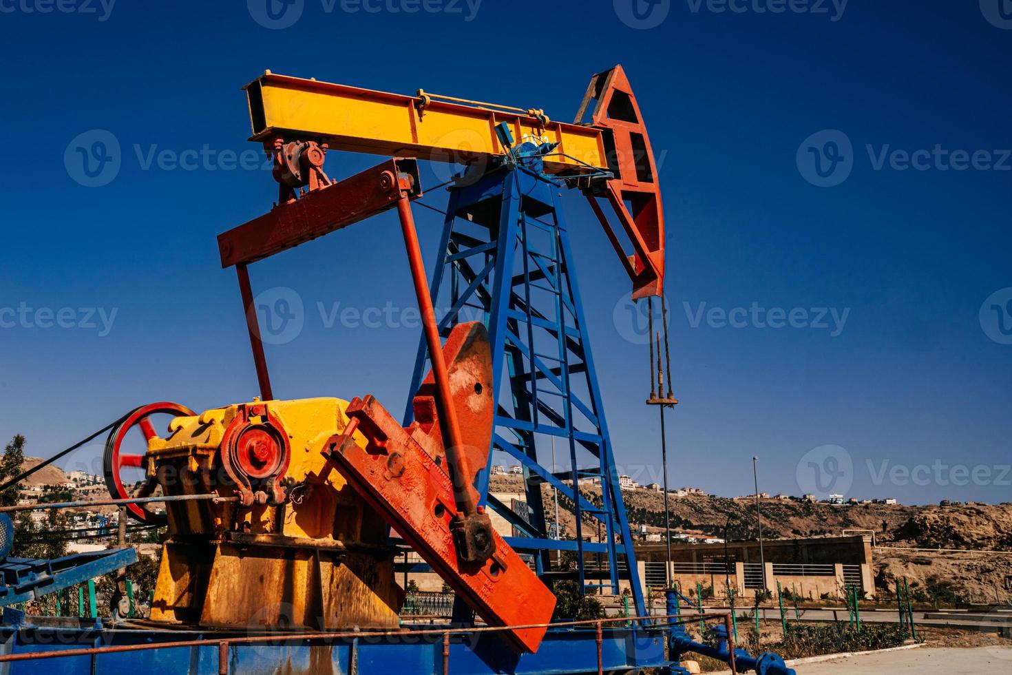 oil pump close-up details. Oil industry equipment. photo