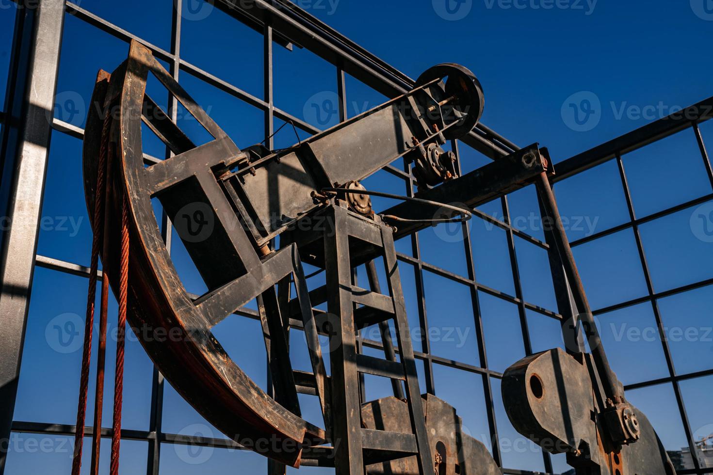 oil pump close-up details. Oil industry equipment. photo