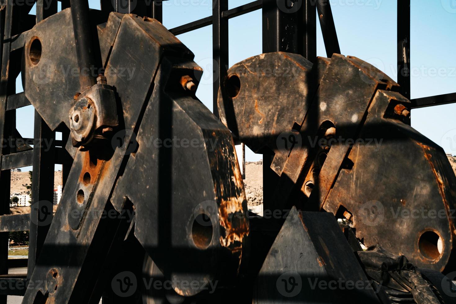 oil pump close-up details. Oil industry equipment. photo