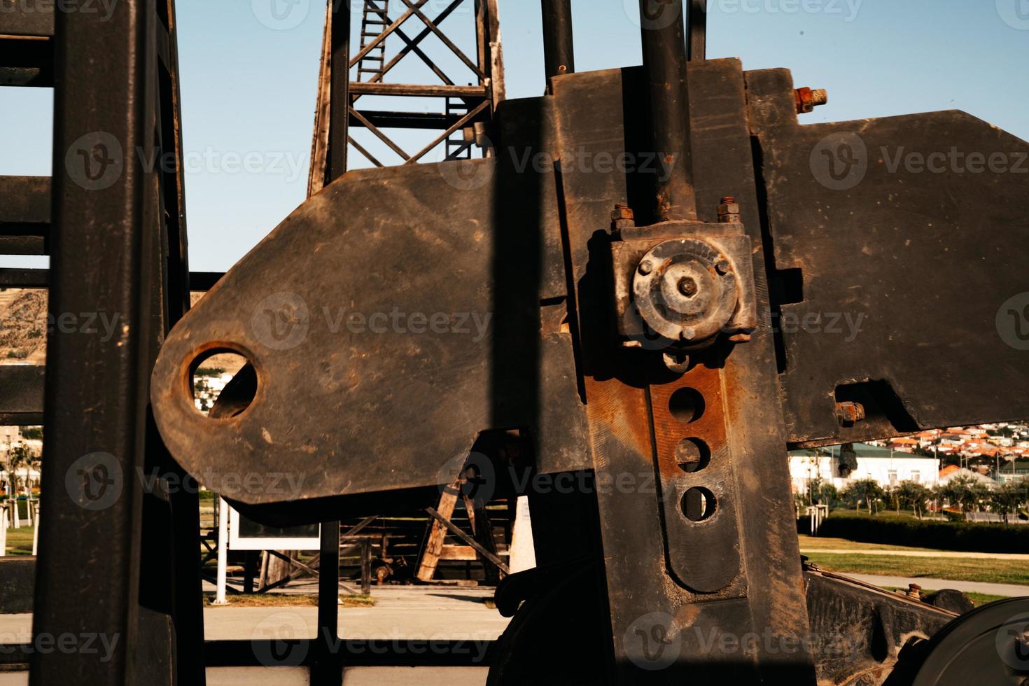 petróleo bomba de cerca detalles. petróleo industria equipo. foto