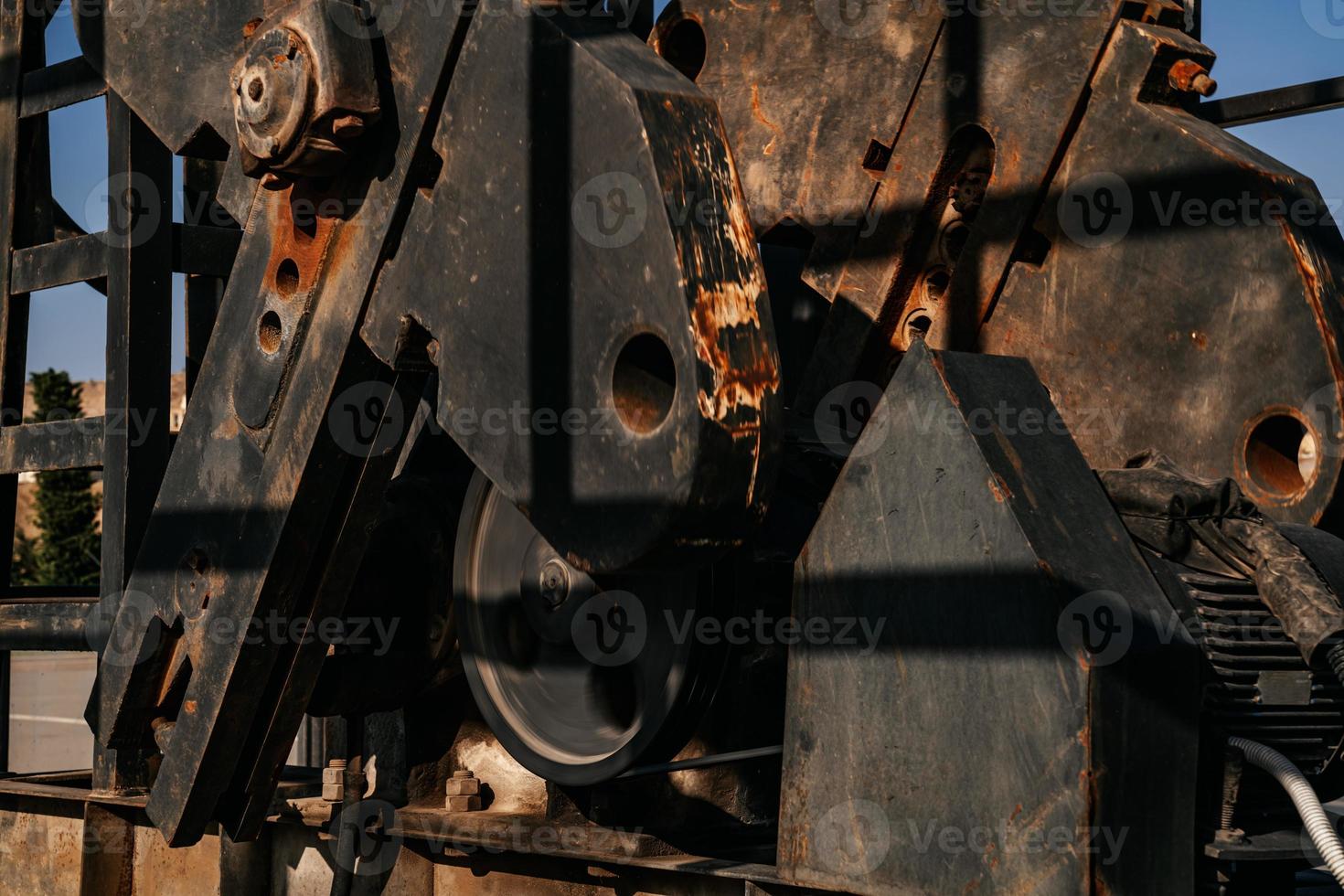 oil pump close-up details. Oil industry equipment. photo