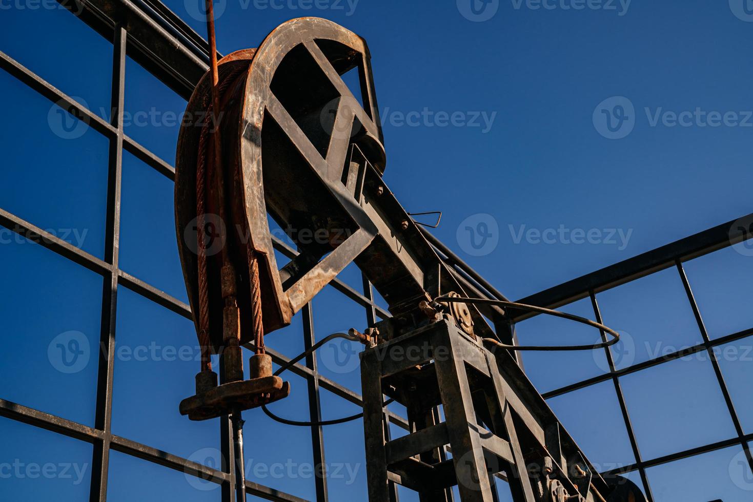 oil pump close-up details. Oil industry equipment. photo