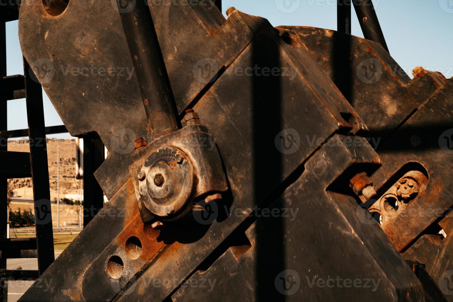 oil pump close-up details. Oil industry equipment. photo