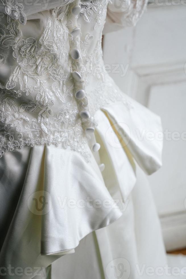 niña en un Boda vestir de cerca foto