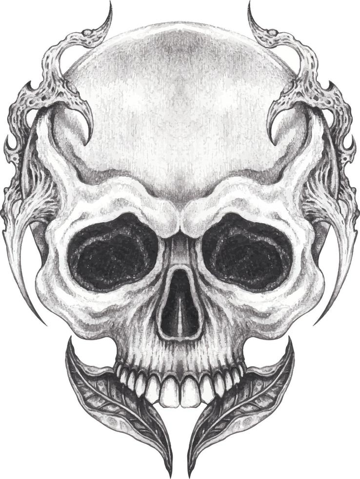 Art surreal skull.Hand drawing and make graphic vector. vector