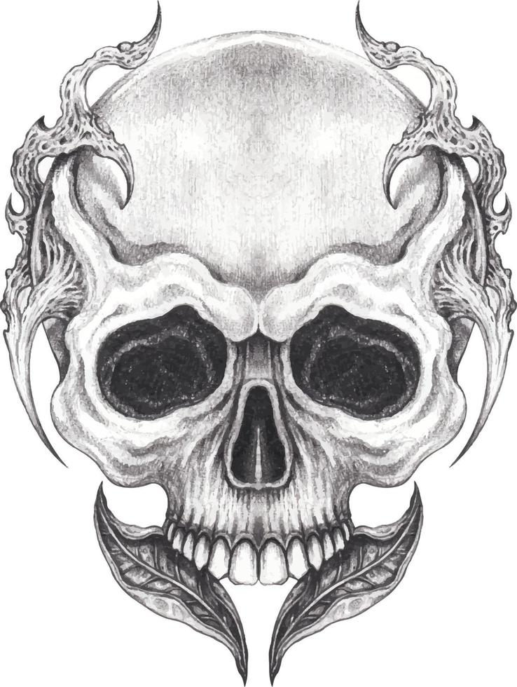 Art surreal skull.Hand drawing and make graphic vector. vector