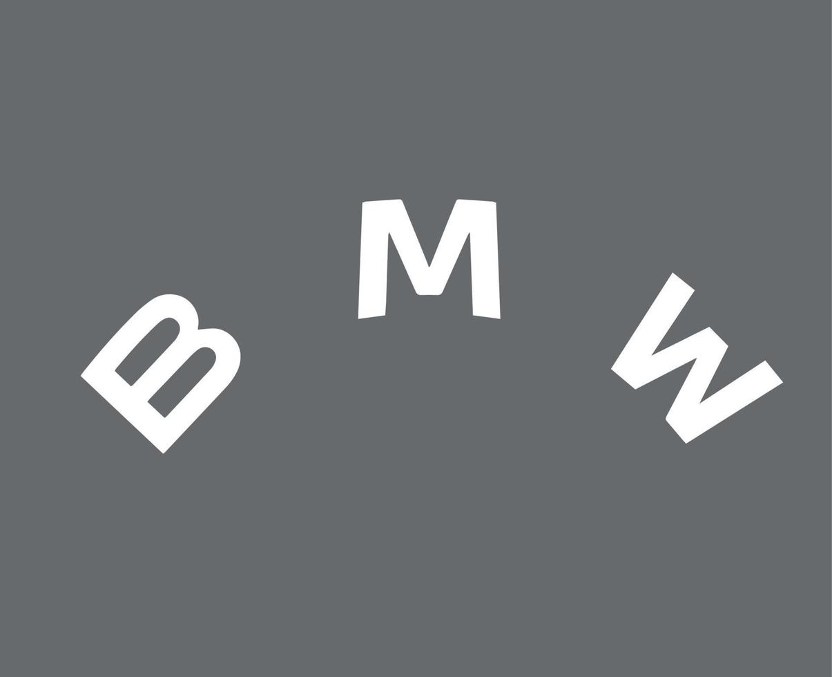 BMW marca logo coche símbolo nombre blanco diseño Alemania automóvil vector ilustración con gris antecedentes