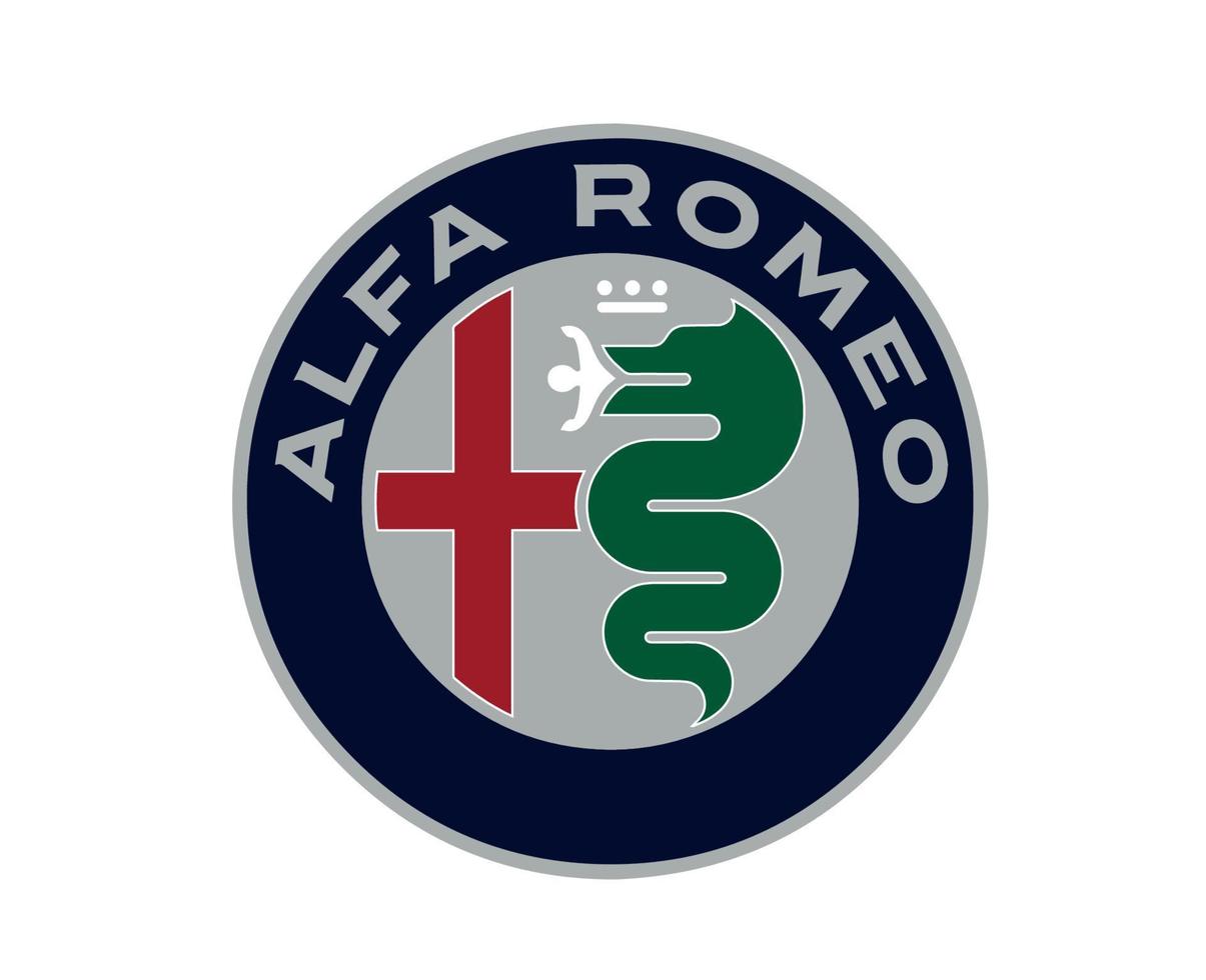 Alfa Romeo Brand Logo Symbol Design Italian cars Automobile Vector Illustration
