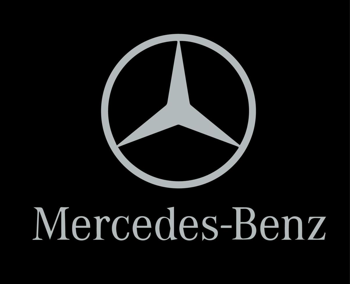 mercedes benz marca logo símbolo con nombre diseño alemán coche automóvil vector ilustración con negro antecedentes